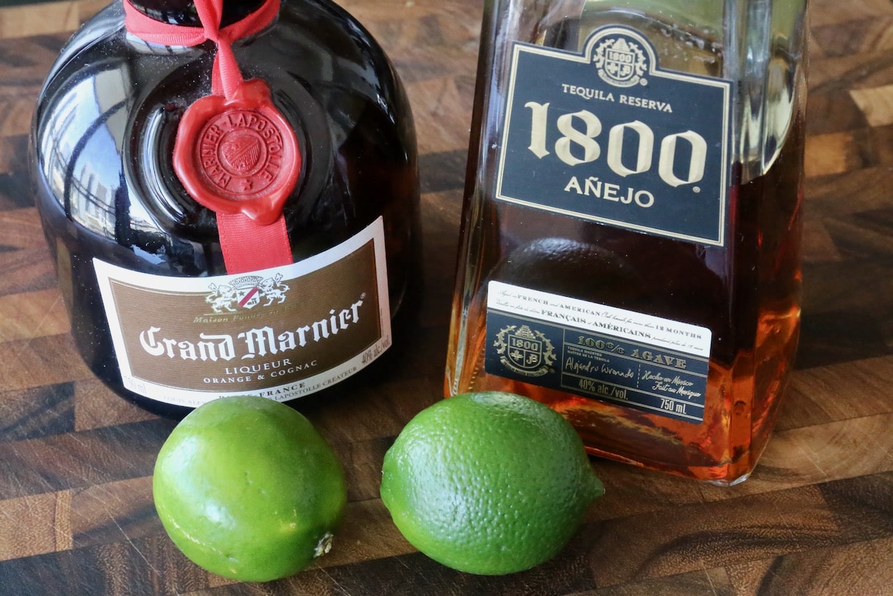 Traditional Grand Marnier "Golden Margarita" recipe ingredients.