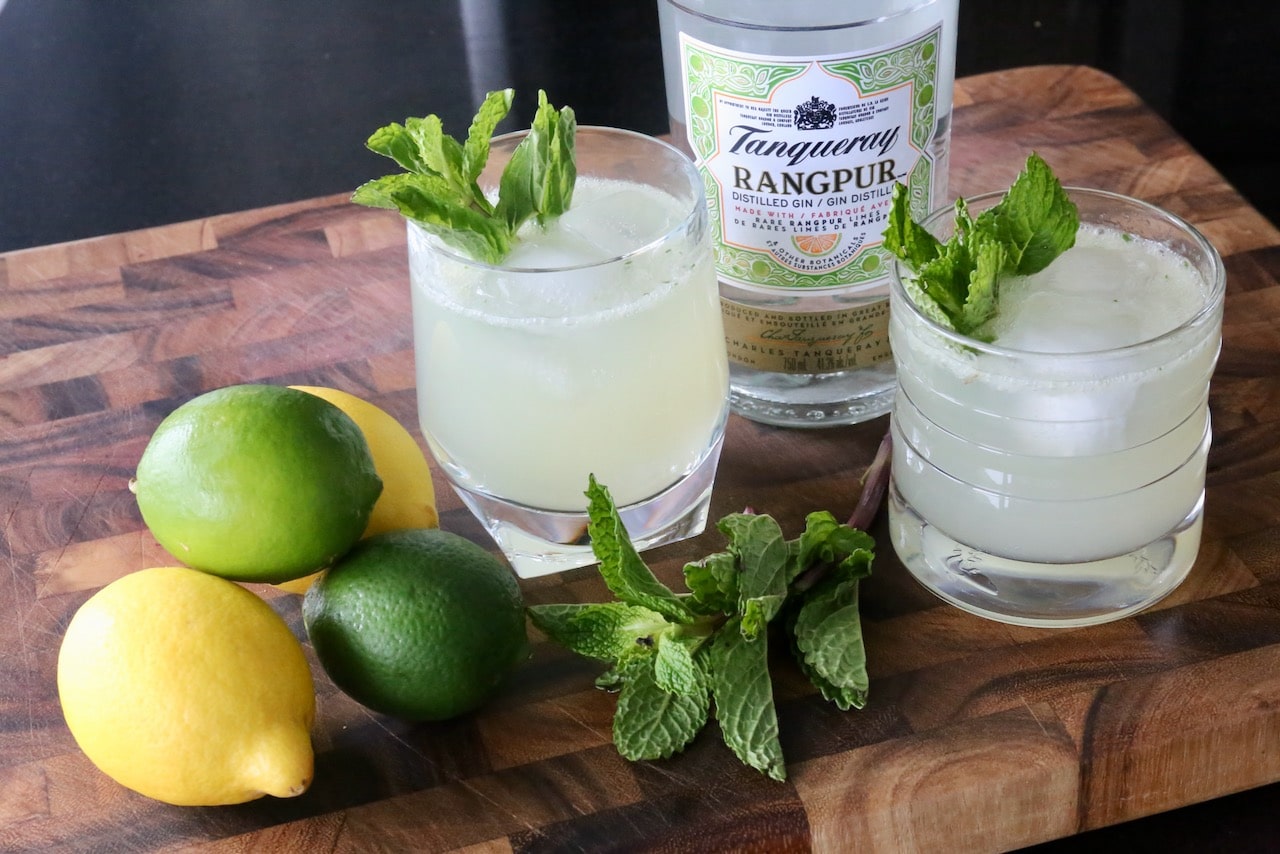 Homemade Southside Fizz Cocktail recipe ingredients. 