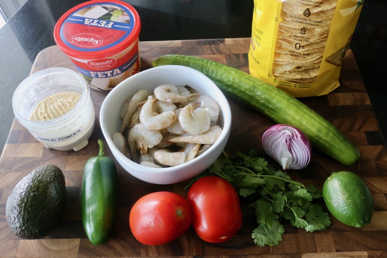 Traditional Prawn Tostada recipe ingredients.
