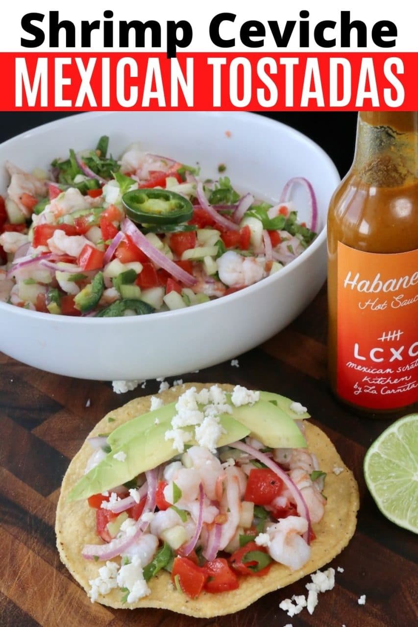 Save our Mexican Tostadas de Camaron recipe to Pinterest!