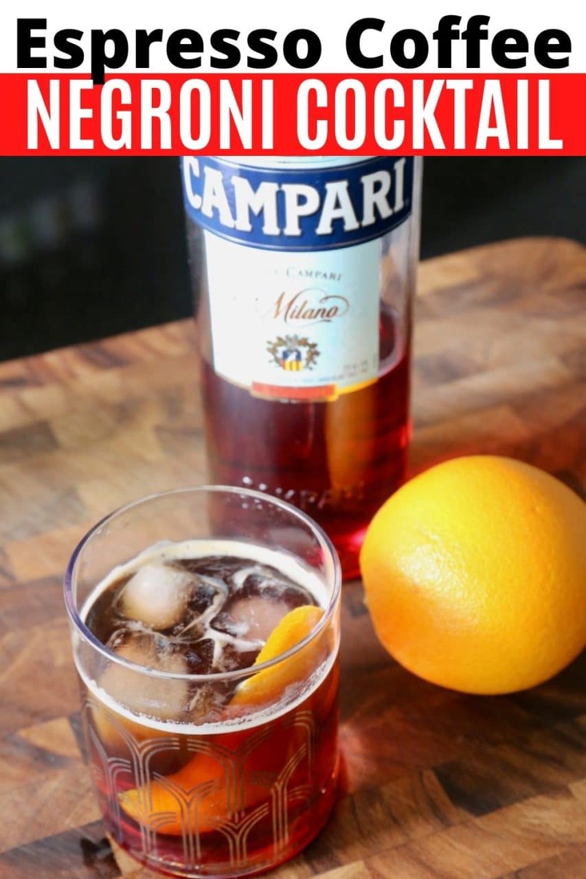 Save our Espresso Coffee Negroni Cocktail recipe to Pinterest!