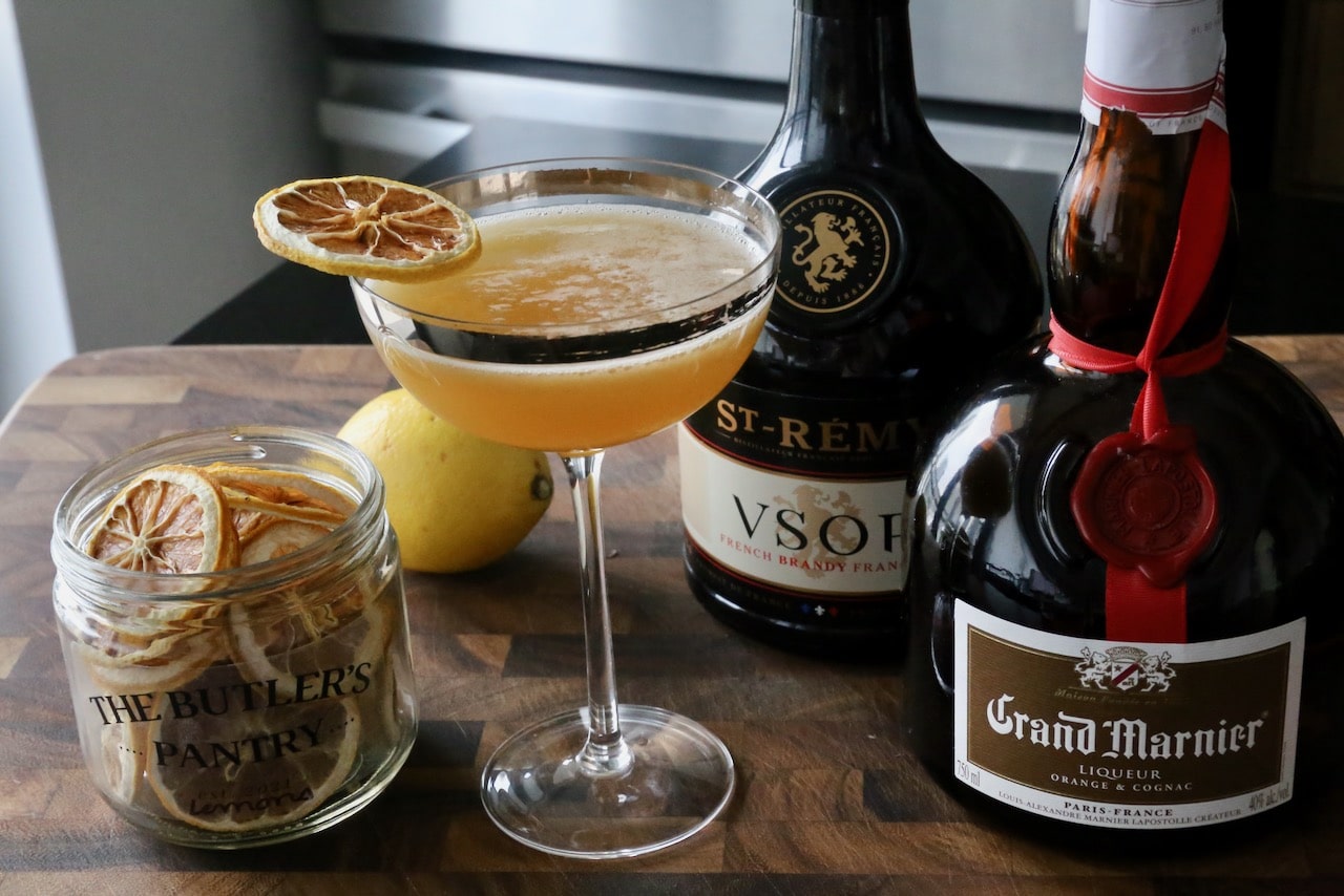 Garnish a Grand Marnier Sidecar with a dehydrated citrus wheel.