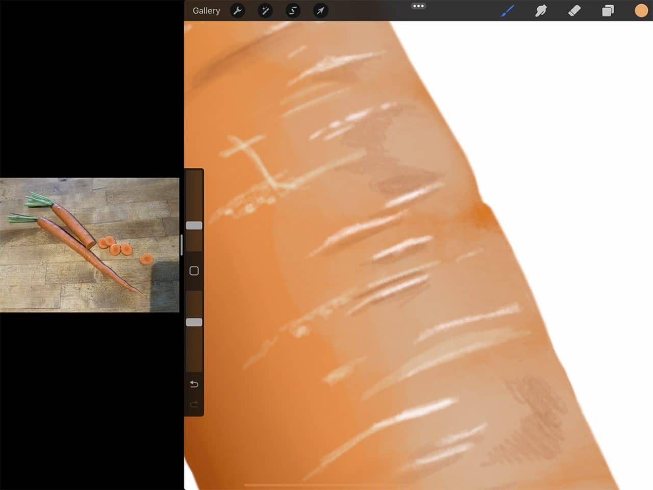 How to Draw Carrots: Pinch to zoom in on tiny details that make your drawing look realistic.