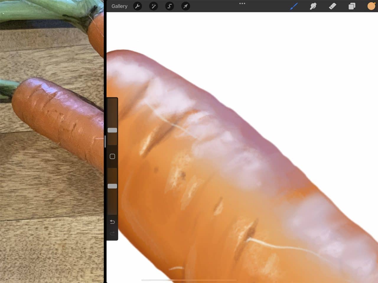 How to Draw Carrots: Pay attention to all of the different colour tones in your highlights.