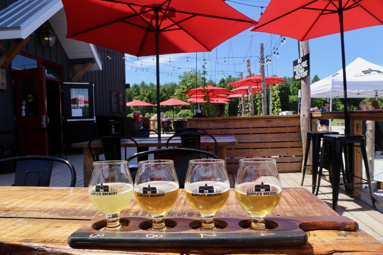 Quayle's Brewery has a kid-friendly beer garden in Coldwater a short 10 minute drive from Orillia.