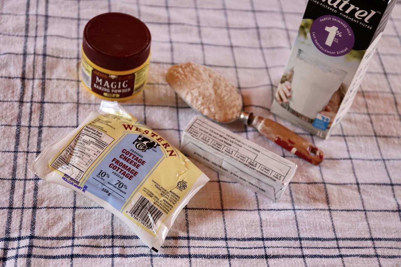 Homemade Cottage Cheese Scones recipe ingredients.