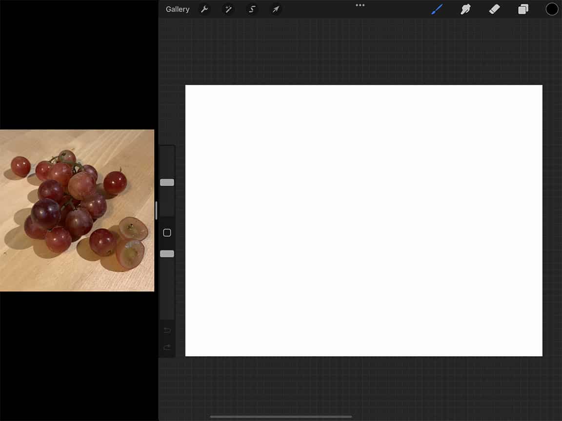 How to Draw a Grape: iPad Pro makes setting up a convenient split screen for working easy.