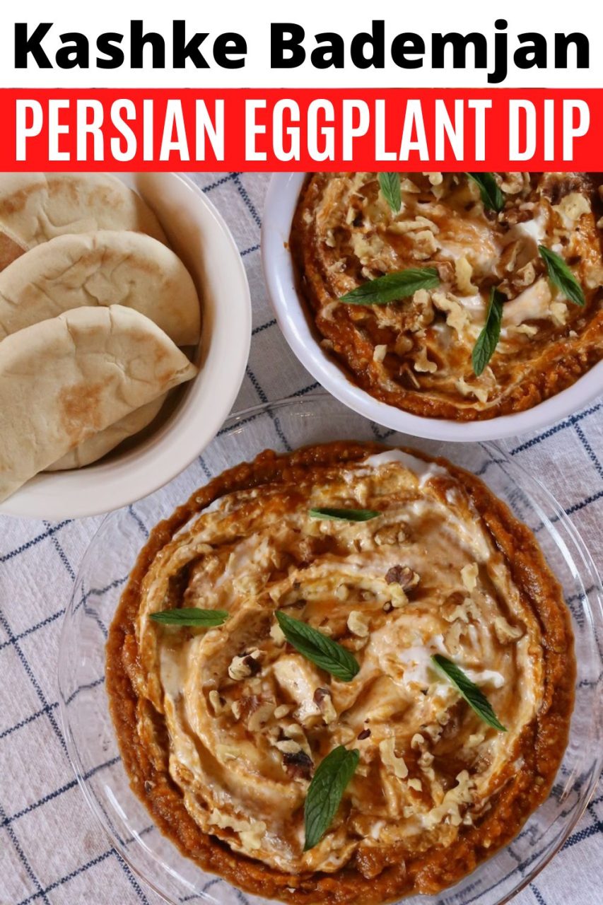 Save our Kashke Bademjan Persian Eggplant Dip recipe to Pinterest!