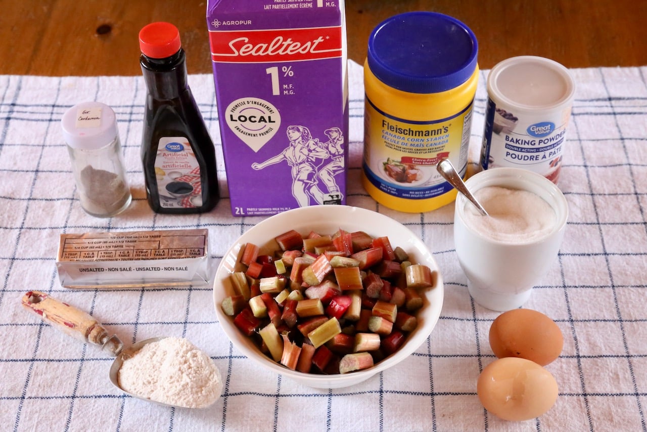 Traditional Swedish Rabarberkage recipe ingredients. 