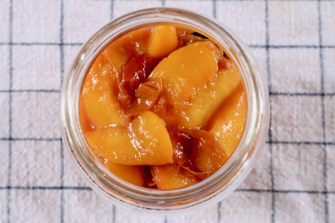 Store homemade Peach Compote in a large jar in the fridge for up to 1 week.