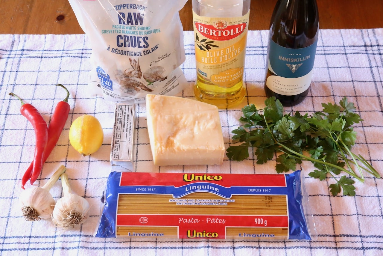 Prawn and Chilli Linguine Pasta recipe ingredients.