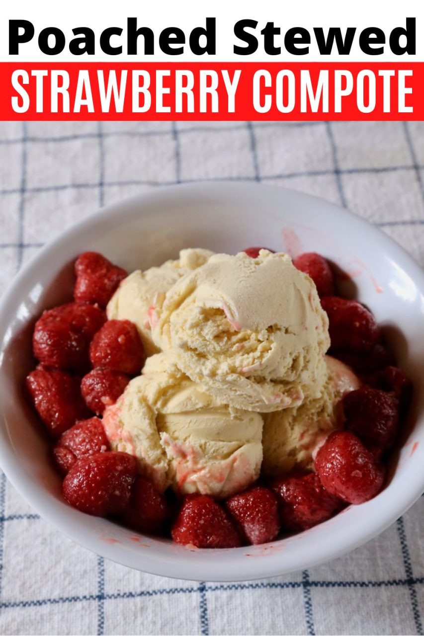 Save our Spiced Poached & Stewed Strawberry Compote recipe to Pinterest!