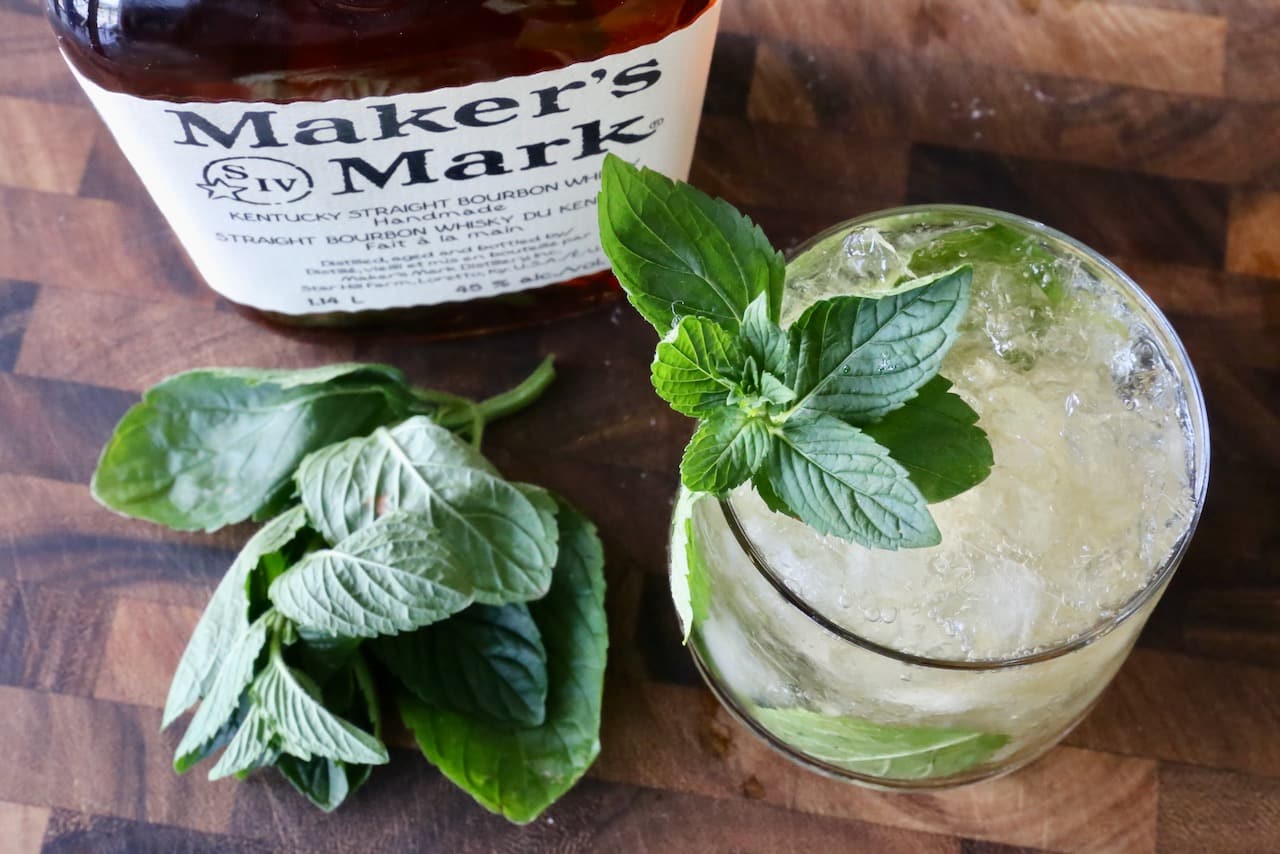 Garnish a Maker's Mark Mint Julep with fresh mint. 