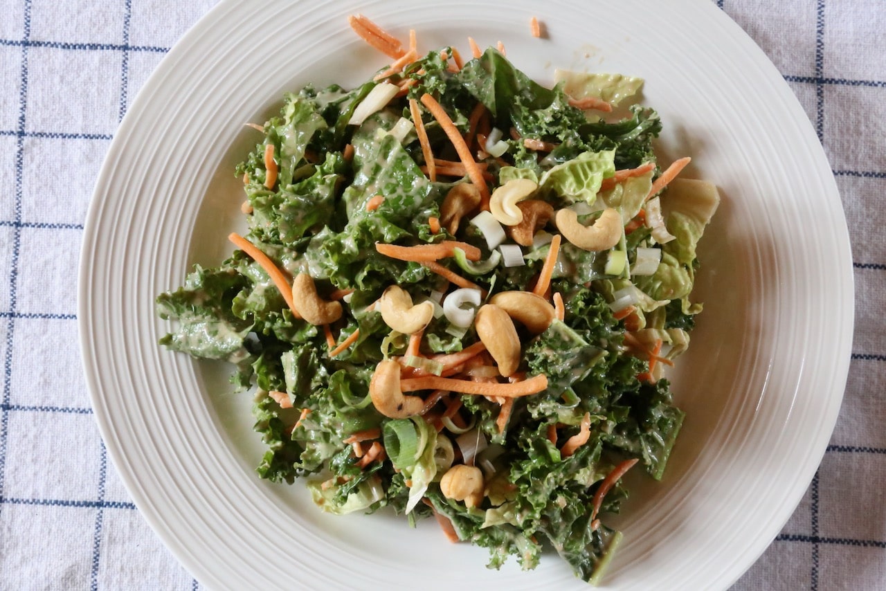 Miso Tahini Dressing Salad Photo Image.