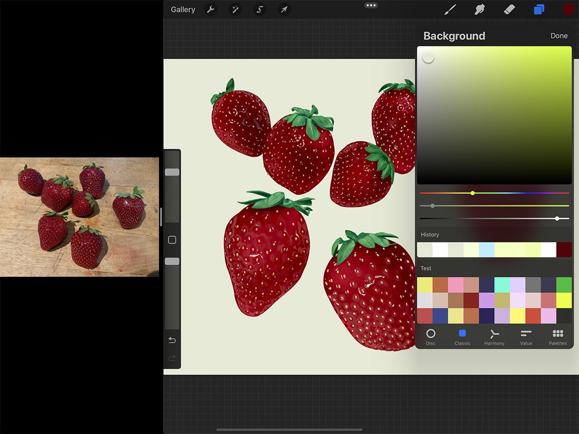 How to Draw Strawberries: Chose a background colour that compliments your subject.