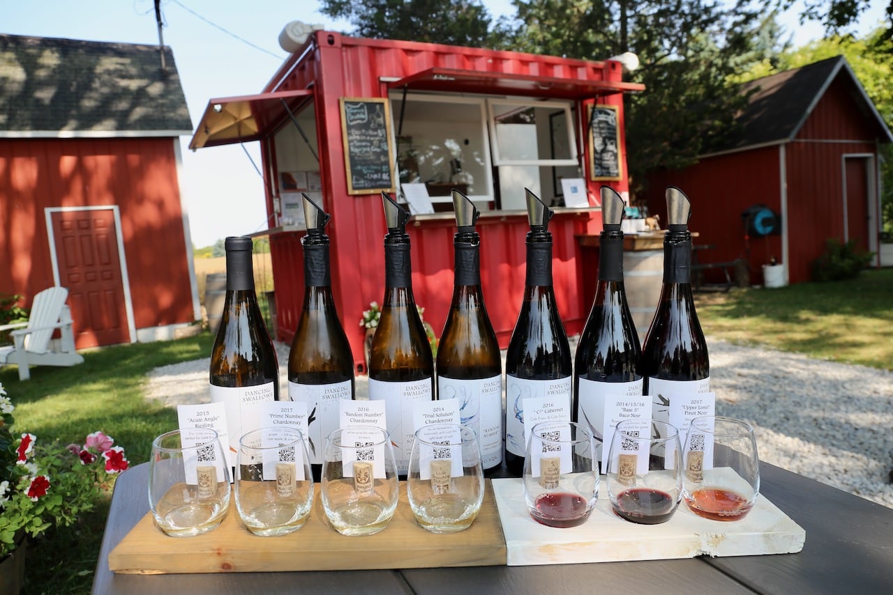 Dancing Swallows Vineyards serves fine wine out of a cute red container ship.