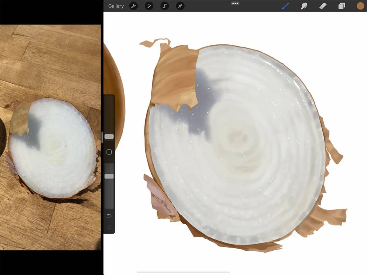 How To Draw Onions: Drawing digitally allows you to brighten or darken certain components easily.
