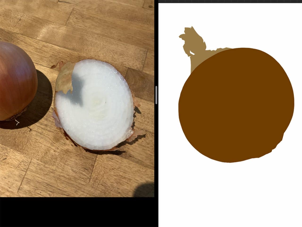 How to Draw An Onion: Blocking out your colours first is helpful for digital painting.