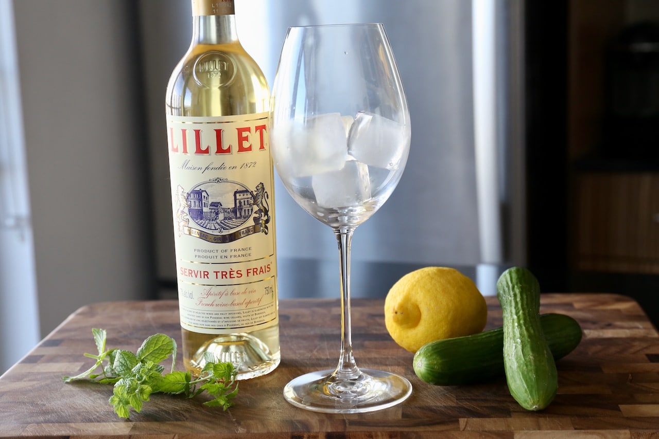 Traditional Lillet Spritz cocktail recipe ingredients.