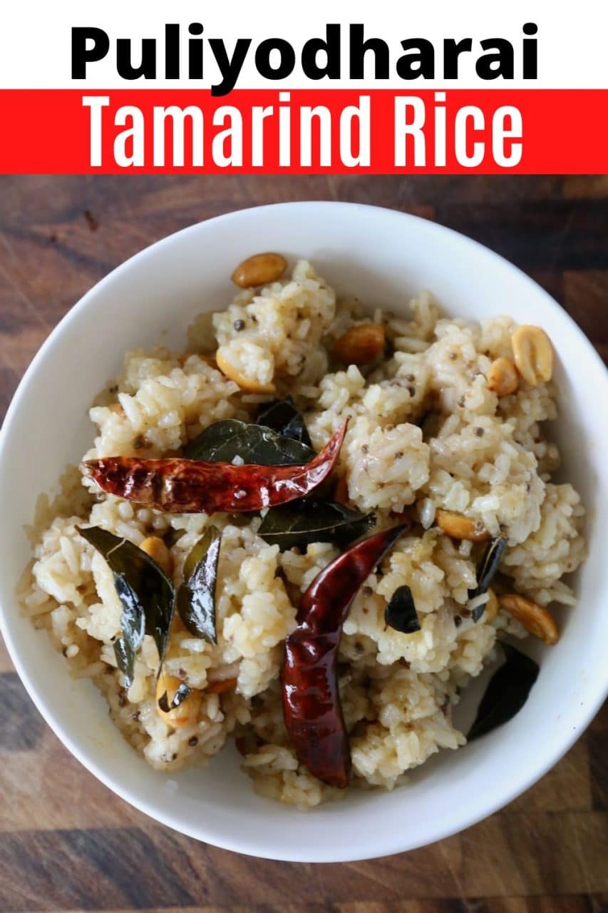 Save our South Indian Puliyodharai Tamarind Rice recipe to Pinterest!