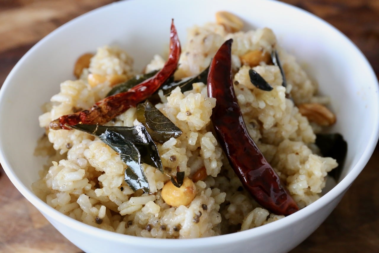 We love serving Puliyodharai as a side dish with authentic South Indian curries and dal. 