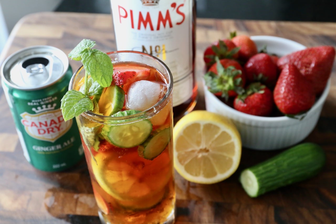 We love serving this Pimm's Punch as a celebratory cocktail at Wimbledon tennis viewing parties. 