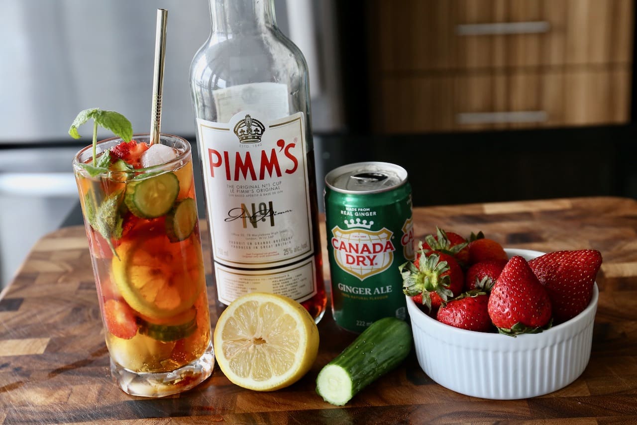Our Pimm's Punch is sweetened and gets its fizzy sparkle thanks to Ginger Ale.