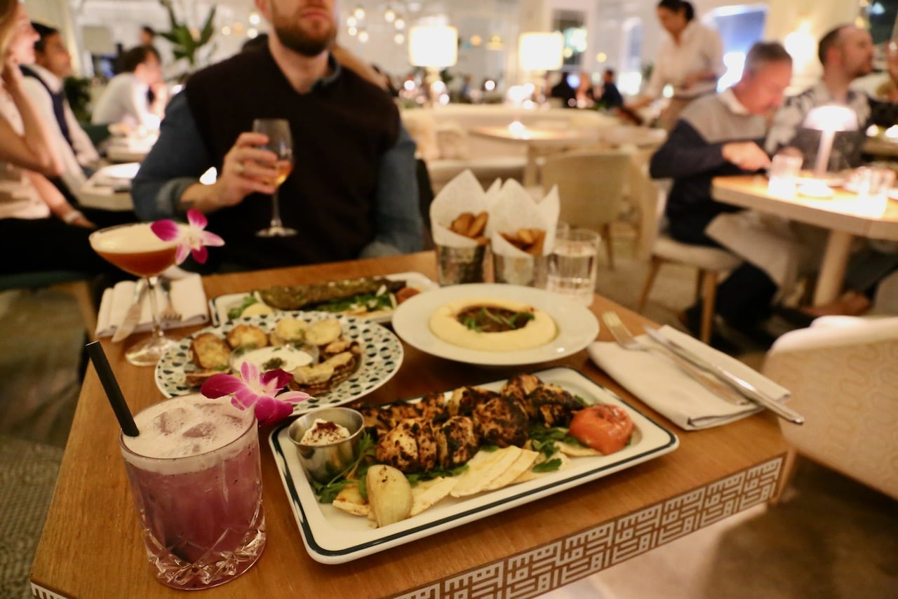 Amal is a chic Lebanese restaurant overlooking Bloor Street in Yorkville.