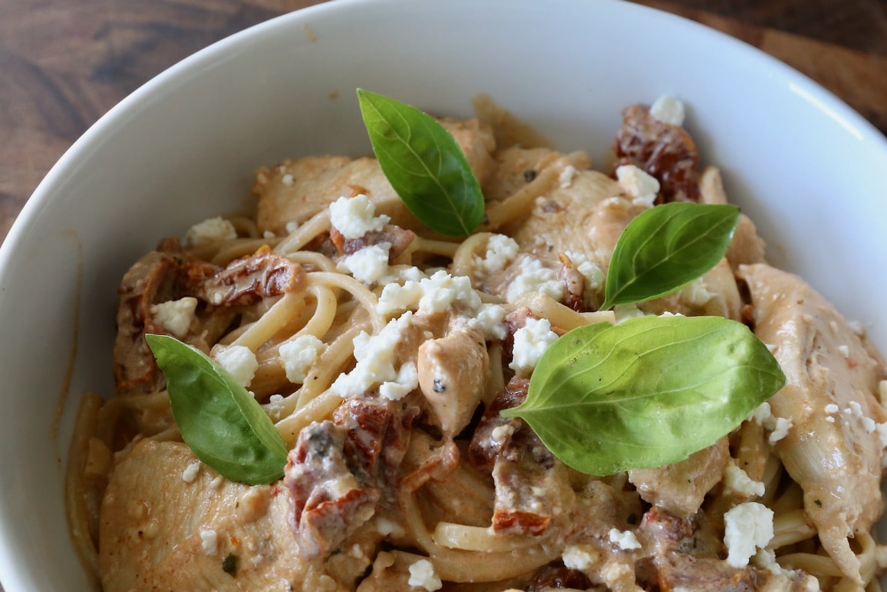 Chicken Feta Pasta Photo Image.