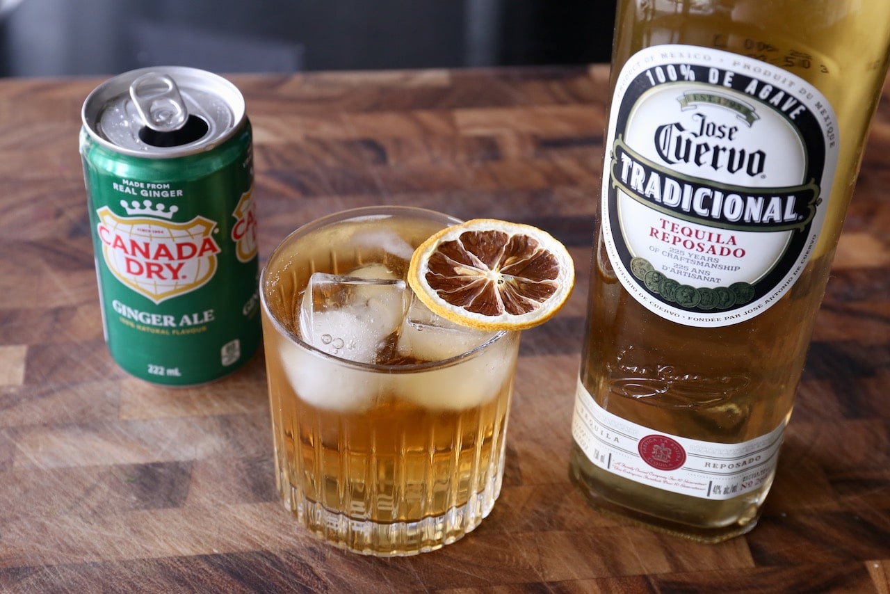 We love serving this Ginger Ale and Tequila cocktail with Mexican snacks like tacos and taquitos. 