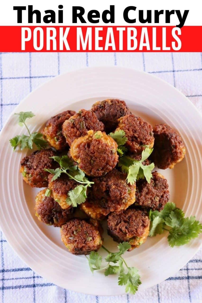 How to make crispy pan-fried Thai red curry pork meatballs. This spicy recipe is the perfect appetizer or canapés to serve at parties.
