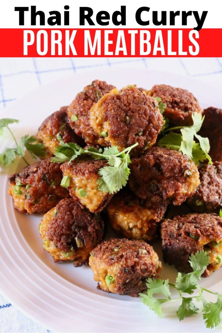 How to make crispy pan-fried Thai red curry pork meatballs. This spicy recipe is the perfect appetizer or canapés to serve at parties.
