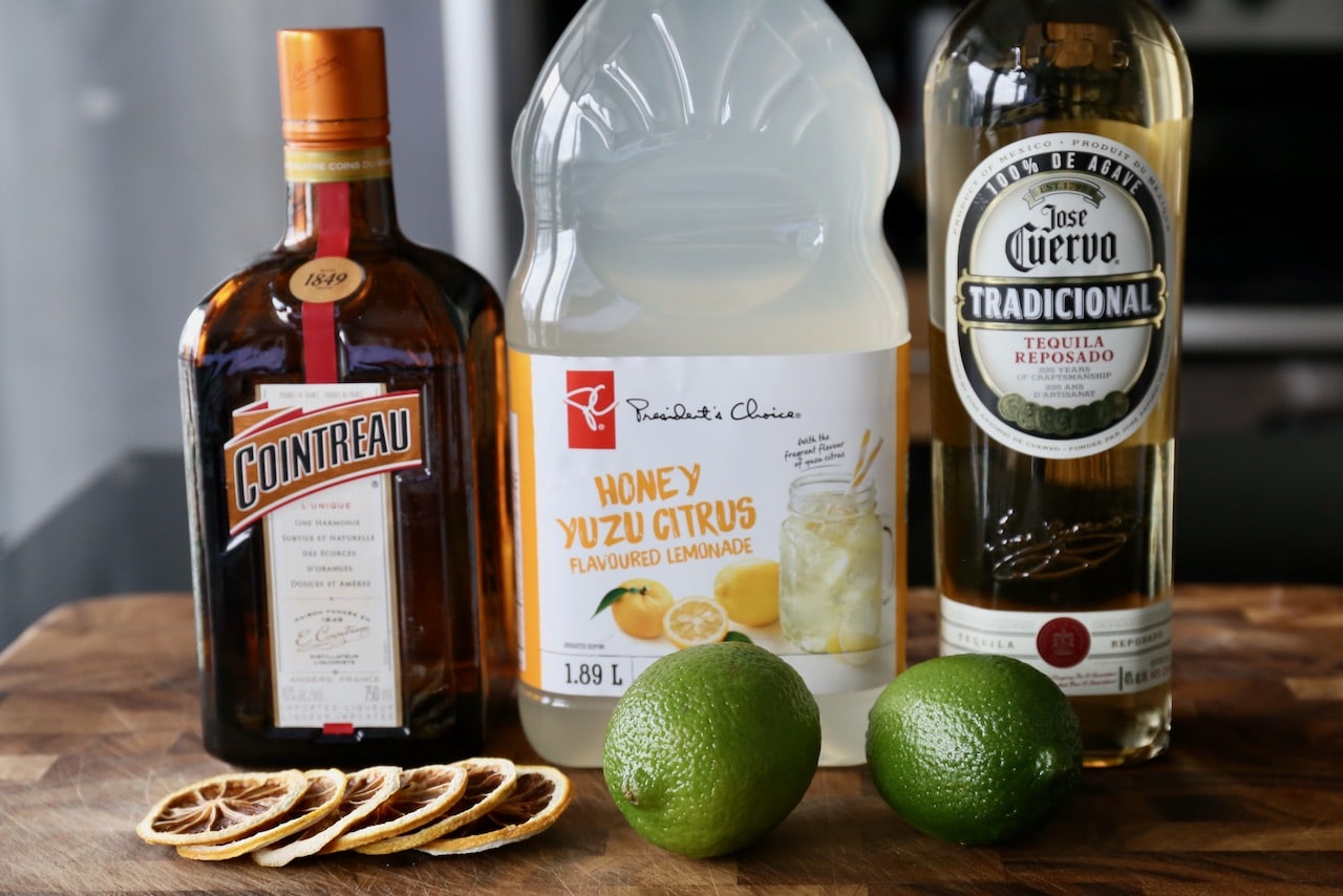 Yuzu Margarita recipe ingredients.