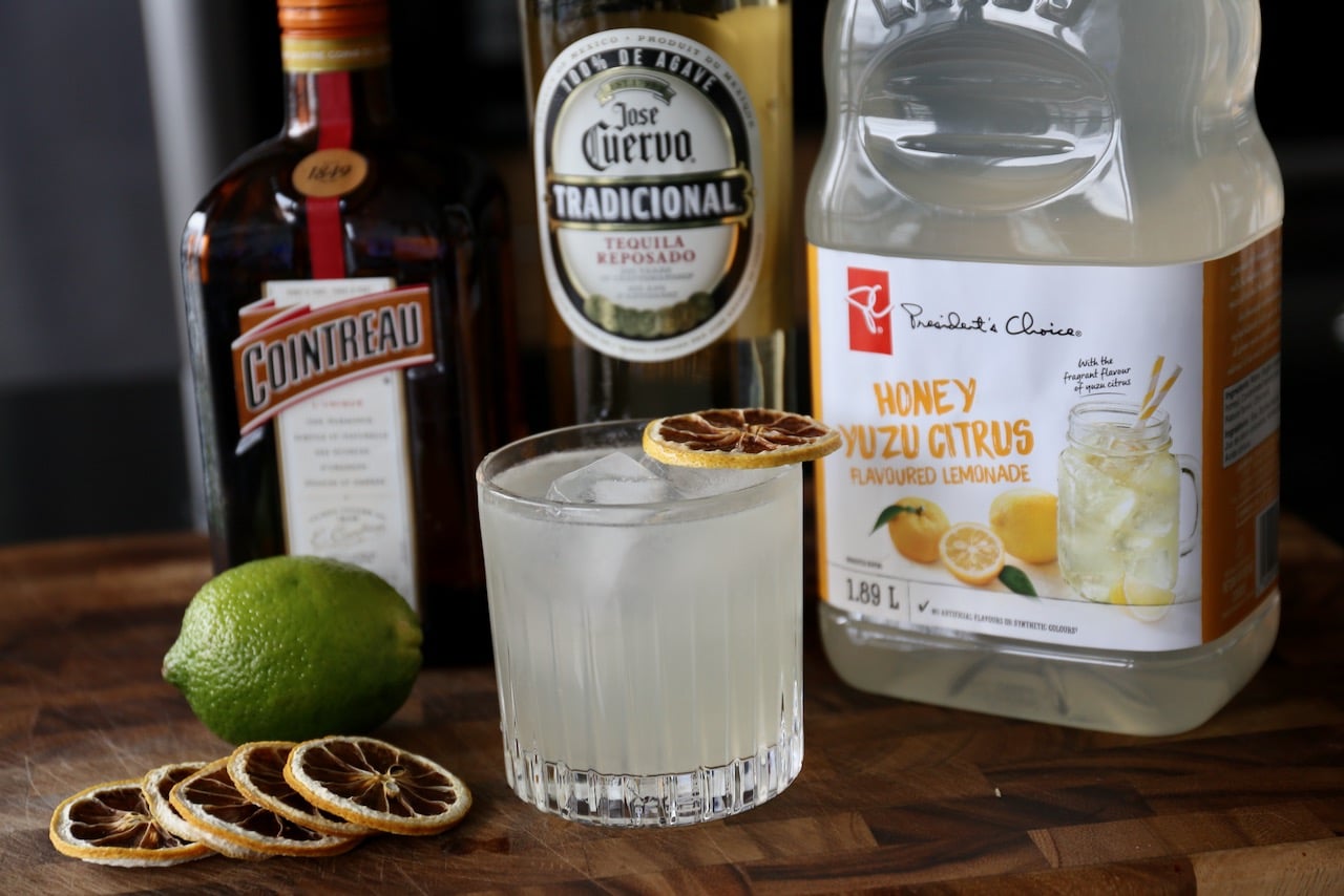 It's easy to make this cocktail by using President's Choice Honey Yuzu Lemonade.
