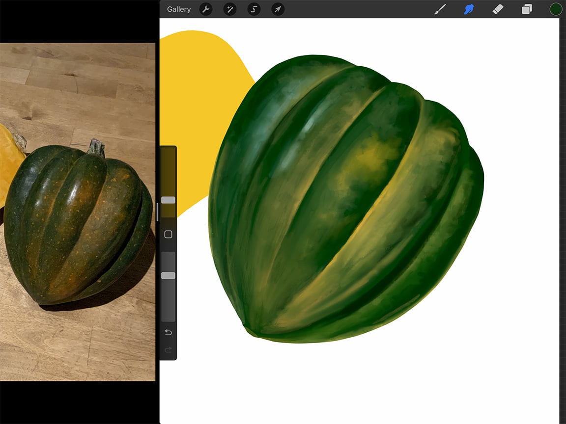 How to Draw Squash: Use the blend tool to smooth out your gradients of colour to create shape.