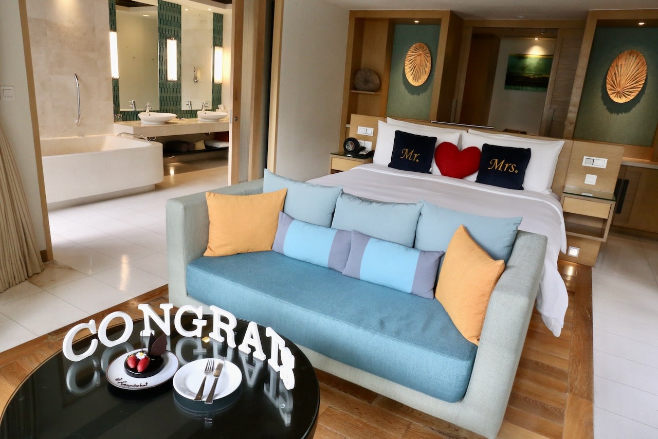 Bedroom and bathroom inside a luxury villa at Renaissance Phuket.