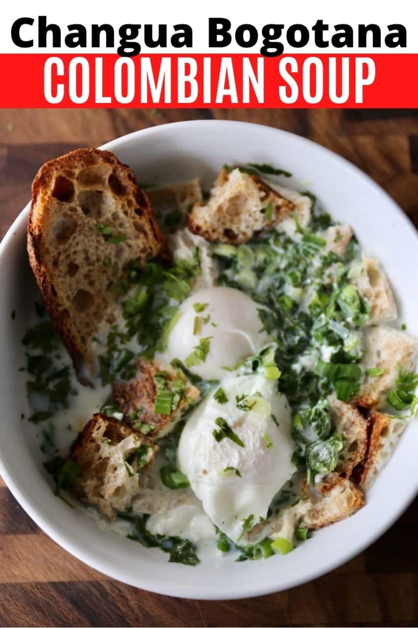 How to make traditional Changua Bogotana. This easy Colombian Milk and Egg Soup recipe is served at breakfast with fresh herbs & bread.
