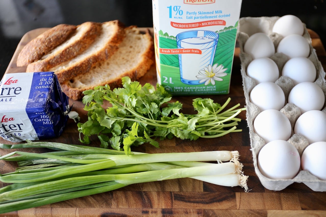 Traditional Changua Bogotana recipe ingredients. 