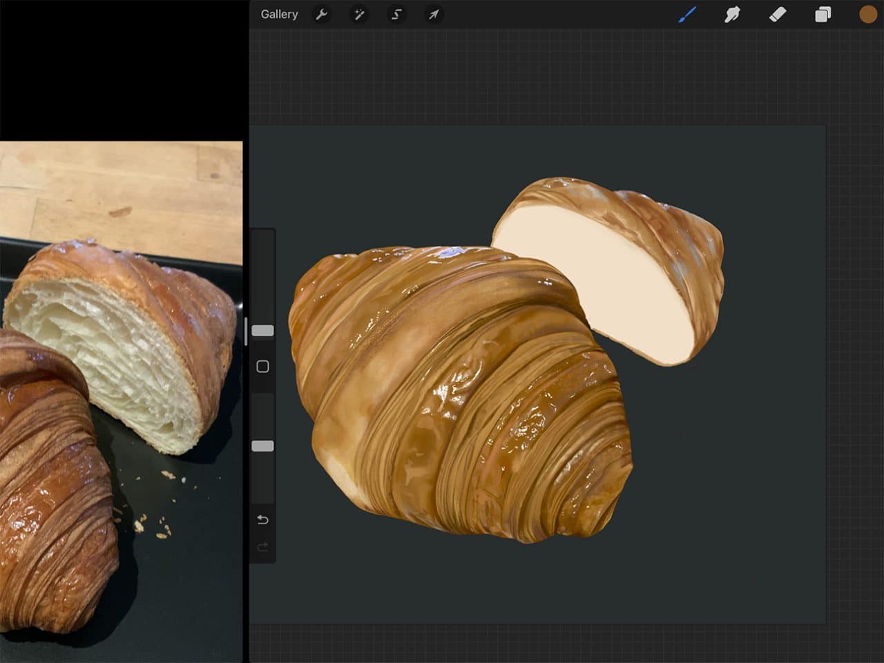 How to Draw Croissants: Follow the same steps again to create the crust on your second piece.