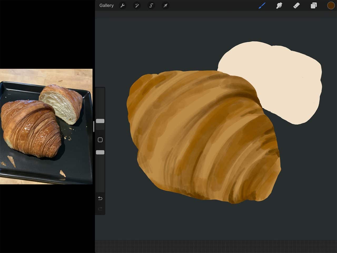 How to Draw A Croissant Start by roughly painting out your colours before blending.