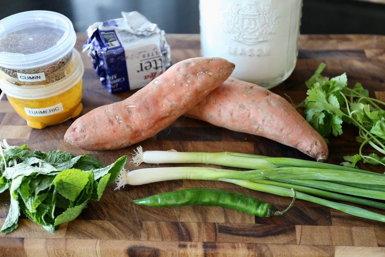 Sweet Potato Paratha recipe ingredients.