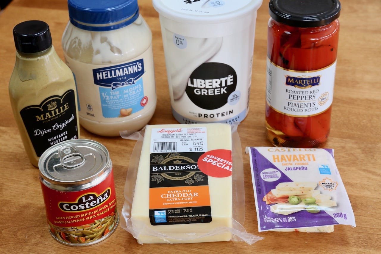 Homemade Jalapeno Pimento Cheese recipe ingredients.
