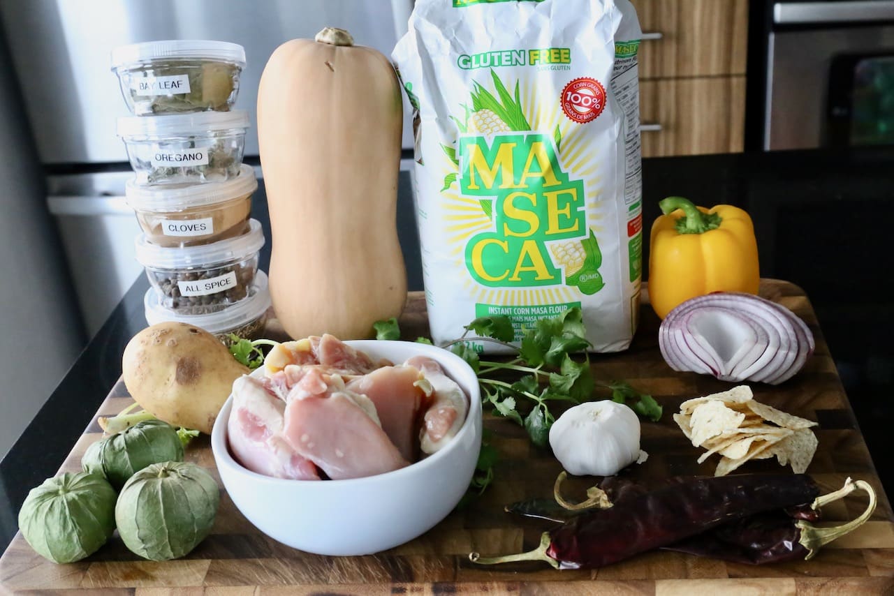 Traditional Chochoyotes Mexican Masa Dumpling Soup ingredients.