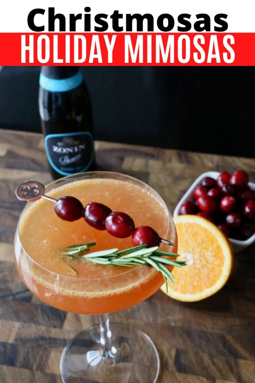 Christmosas are a festive holiday drink perfect for Christmas brunch. Our cocktail recipe features Prosecco plus orange and cranberry juice. 