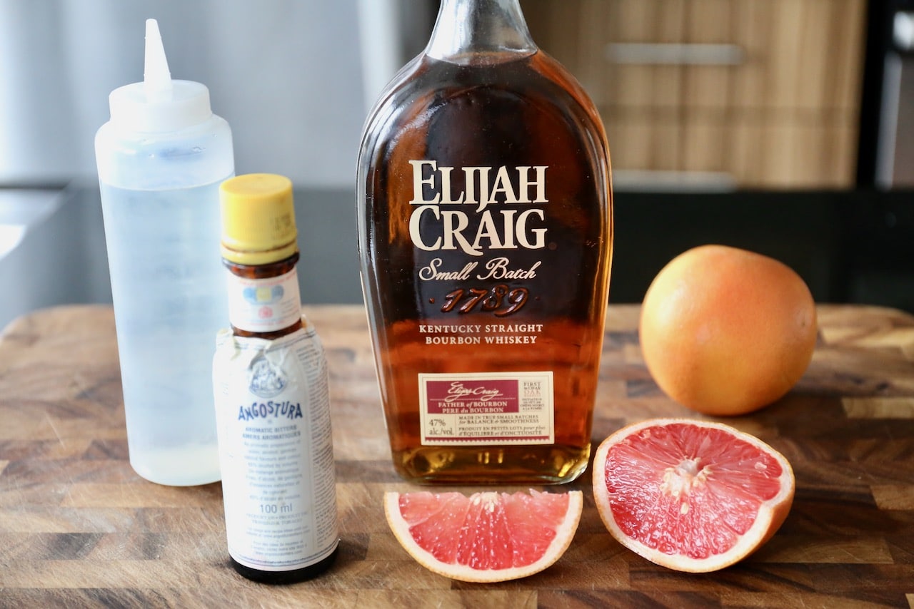 Homemade Grapefruit Old Fashioned recipe ingredients.