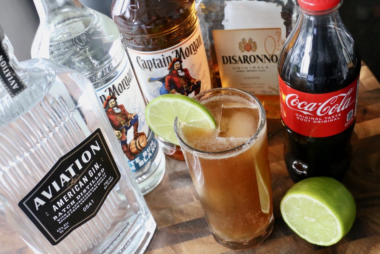 Serve this boozy "iced tea" recipe in an ice-filled Collins glass.