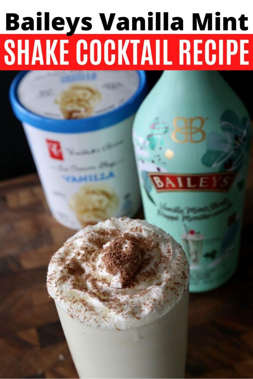 Save our St. Paddy's Baileys Vanilla Mint Shake Irish Cream Cocktail recipe to Pinterest!