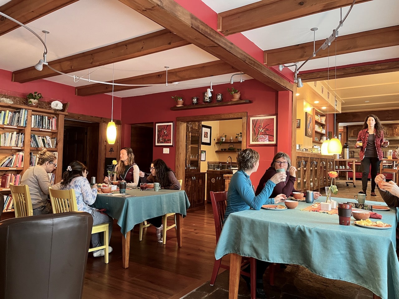 Guests gather for most hearty meals at the Main House at Northern Edge Algonquin, with food served buffet-style.