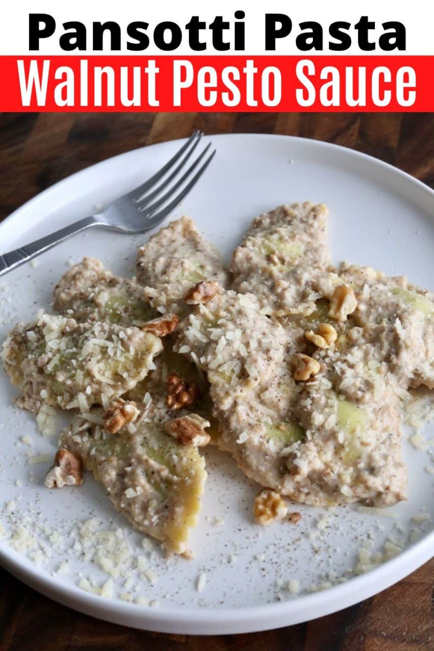 Save our Pansotti Pasta with Genovesi Walnut Pesto Sauce Recipe to Pinterest!