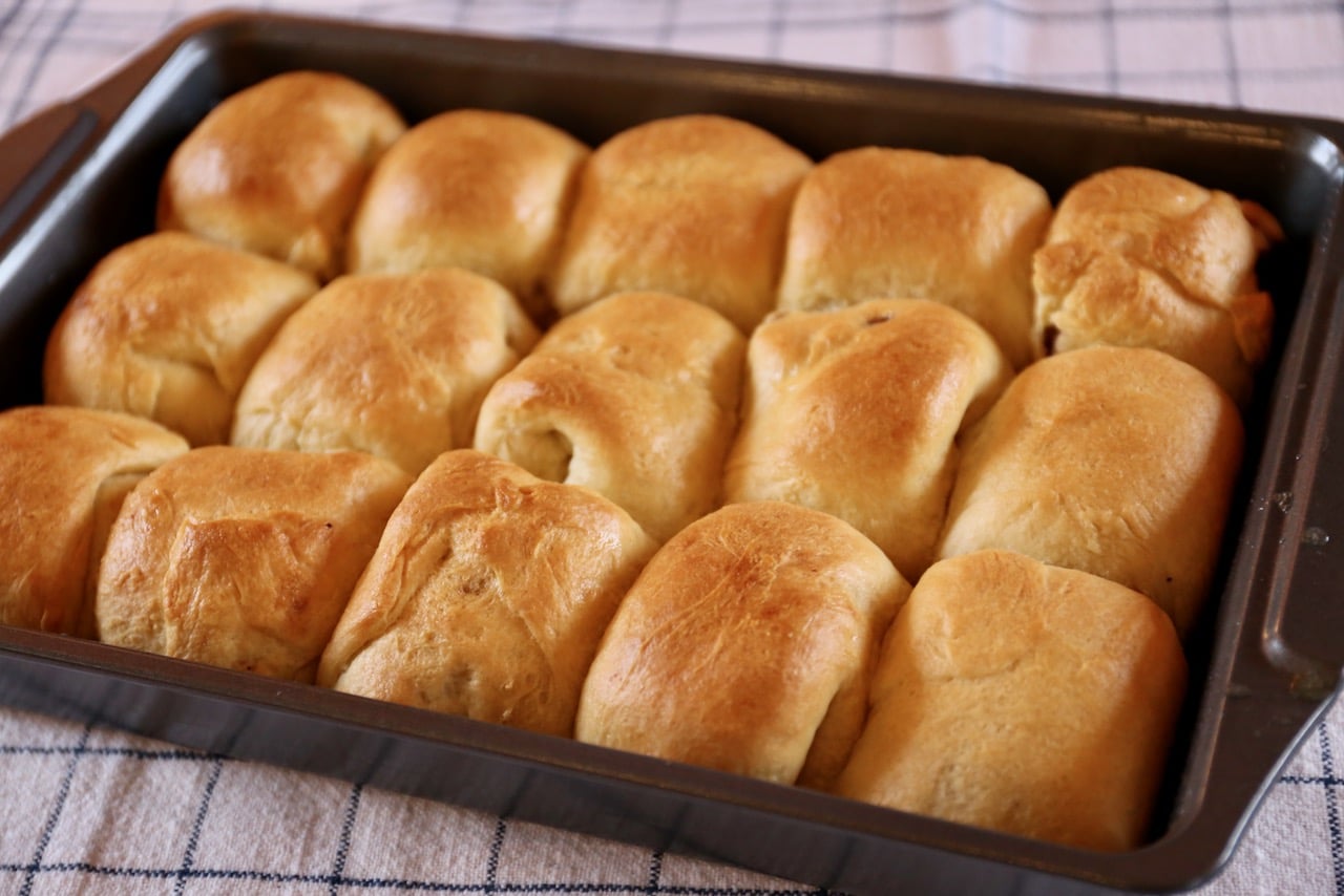 Bake the buns until golden brown.